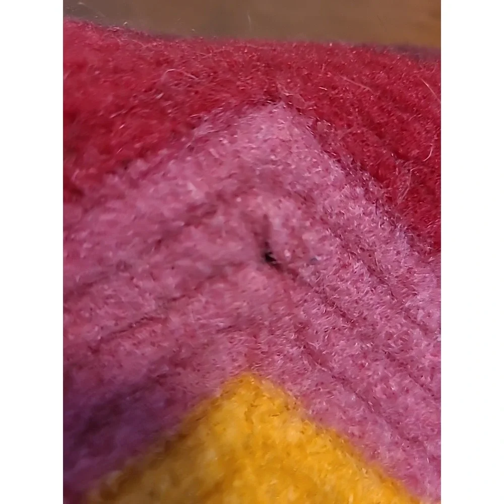 Vintage Wool Throw Blanket‎ Rainbow Crochet 64